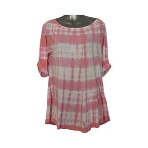 Calvin Klein Performance Raw Edge Top Pink Tie Dye